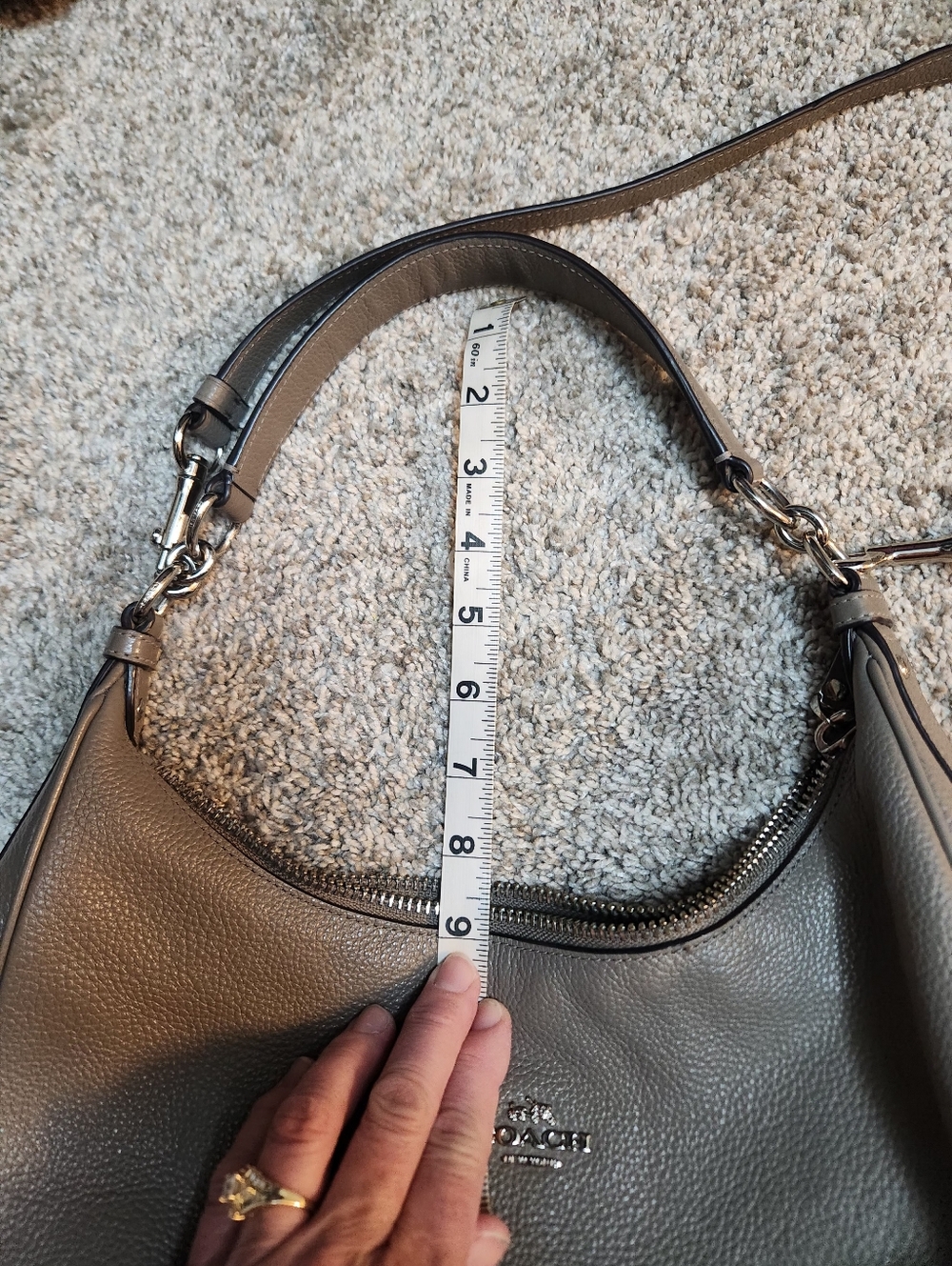 Large Coach Taupe Leather Hobo Bag with Gold Hardware - Picture 10 of 11